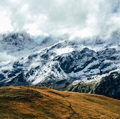 landscape with snow and clouds la grave