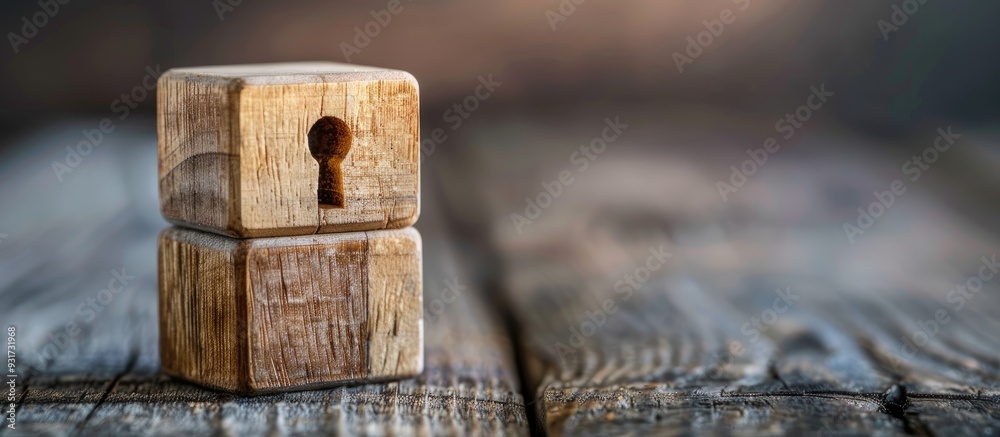 Poster privacy policy symbol conceptual words privacy policy on a wooden block on a lovely grey table with 