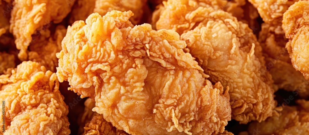 Aufkleber Close up view of shredded fried chicken. with copy space image. Place for adding text or design