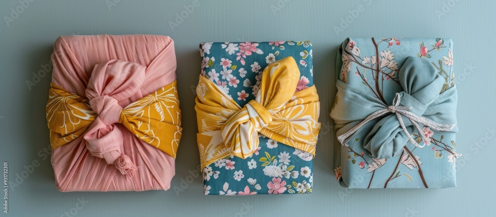 Poster Japanese furoshiki. with copy space image. Place for adding text or design