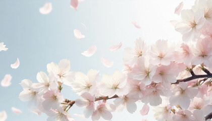 青空に舞う桜の花びら