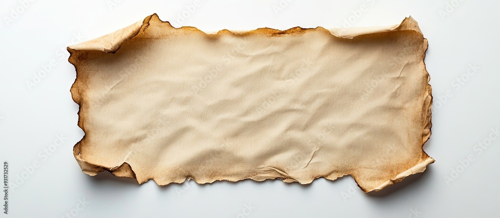 Fototapete top view of aged paper on a white background with clipping path. with copy space image. Place for adding text or design