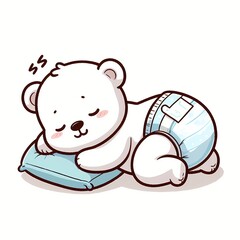 Fototapeta premium Cute Polar Bear Baby Sleeping Cartoon Vector Icon Illustration