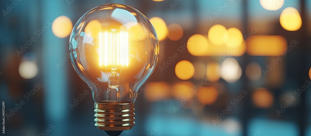 Aufkleber led glass light bulb with a blurred background. with copy space image. place for adding text or desi