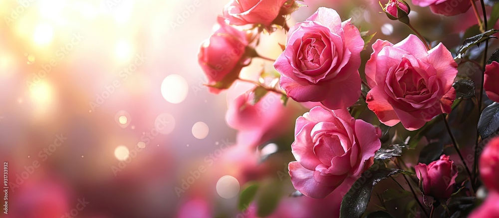 Aufkleber roses in pink. with copy space image. Place for adding text or design