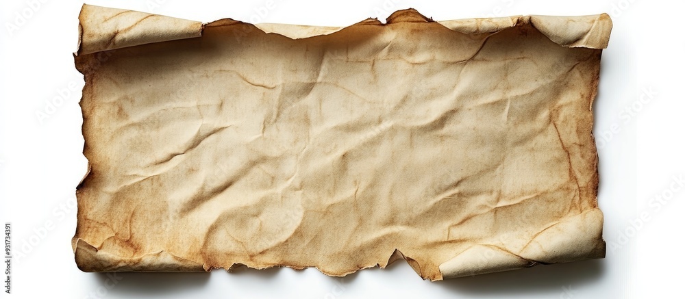 Aufkleber top view of aged paper on a white background with clipping path. with copy space image. Place for adding text or design
