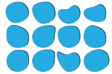Random blob circles silhouette icon set. An arrangement of black organic shapes. Isolated on a white background.	
