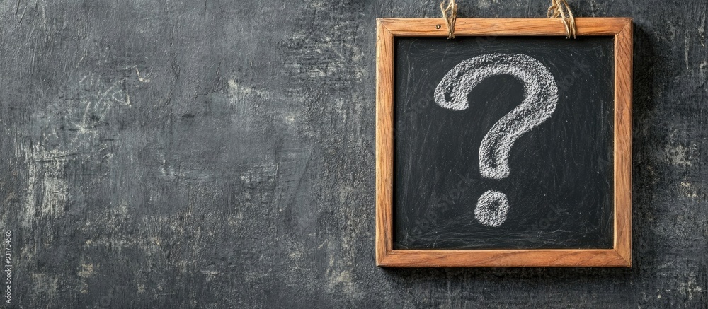Aufkleber White chalk question mark on a black signboard. with copy space image. Place for adding text or design