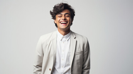Obraz premium young indian man smiling on white background