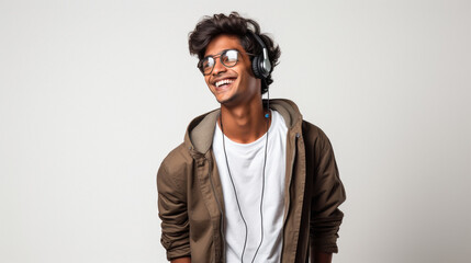 Fototapeta premium young indian man smiling on white background