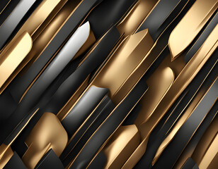 Stereo Luxury abstract background with golden and black shapes metal texture steel background