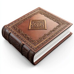 Fototapeta premium A brown book with a decorative design on the cover, AI
