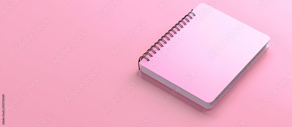Poster Pink Notebook Purchased. with copy space image. Place for adding text or design