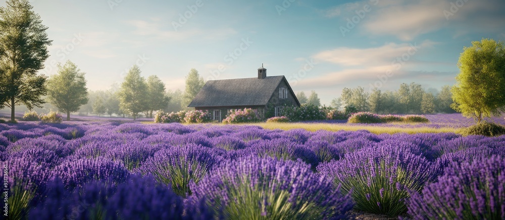 Aufkleber lavender farm. with copy space image. place for adding text or design