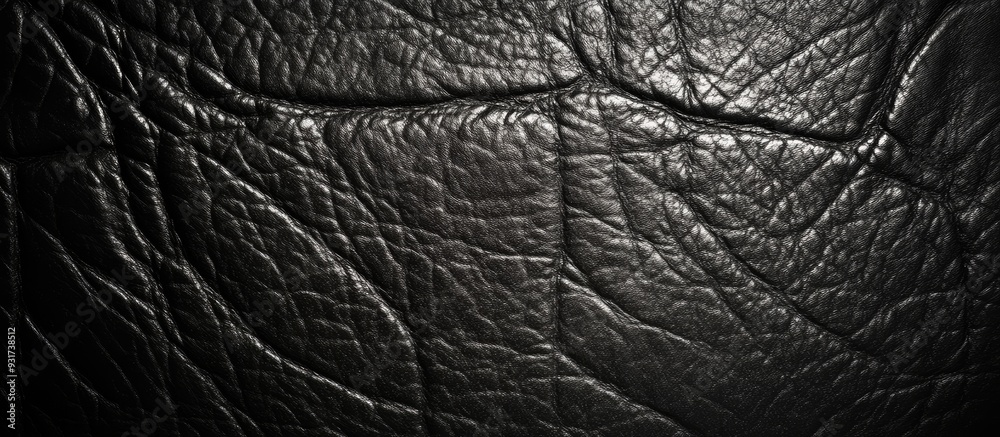 Aufkleber Black dark leather texture or background. with copy space image. Place for adding text or design