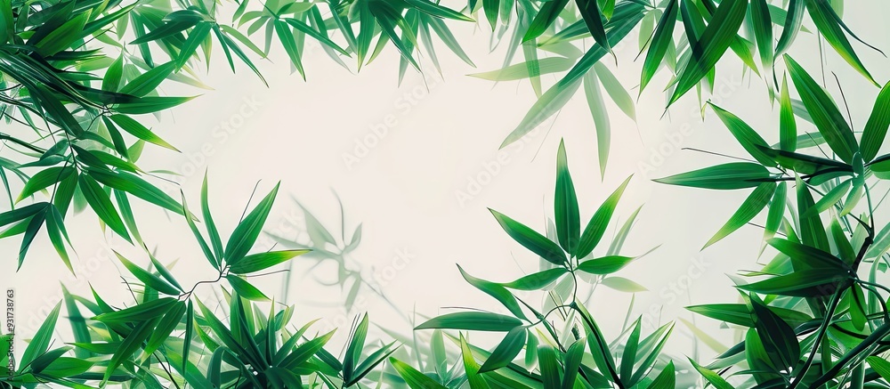 Leinwandbilder bamboo leaves set against a white background. with copy space image. place for adding text or design