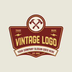 Fototapeta premium Real estate logo design with vintage badge template.