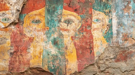 Fototapeta premium A close-up of the ancient frescoes on Lion Rock, showcasing the intricate artwork and vibrant colors that have survived centuries.