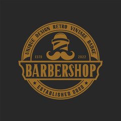 Barber shop logo and white vintage labels illustration templates vintage design tools vector.