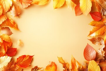 Fototapeta premium Autumn background with frame made out of leaves, fall season, autumn season