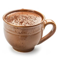 Obraz premium A close-up of a steaming cup of hot chocolate topped with cocoa powder.