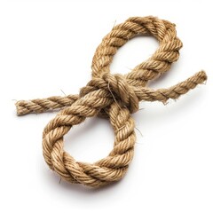 Fototapeta premium A close-up of a thick rope tied in a knot on a white background.