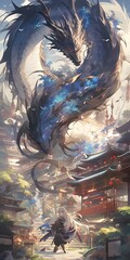 Fototapeta premium A magical world of anime monsters, fantastical creatures.