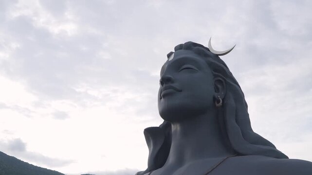 Adiyogi statue. Recognized by the Guinness World Records as the Largest Bust Sculpture in the world. Coimbatore, Tamil Nadu, India
