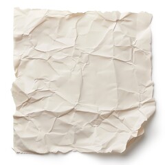 Obraz premium A crumpled piece of white paper isolated on a white background. The paper has a rough texture and is slightly translucent.