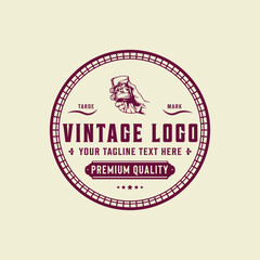 Brewery beer hops retro badge vintage logo stamp vector barrel design.