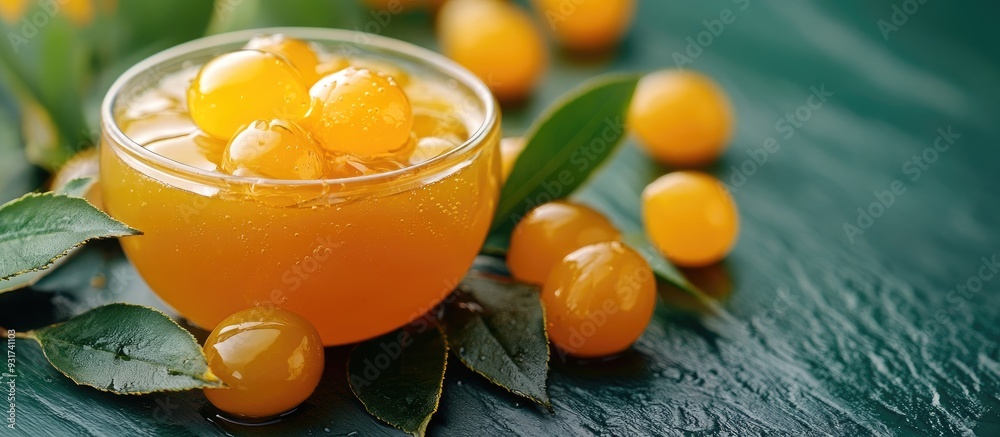 Leinwandbilder loquat jelly for a summer dessert visual. with copy space image. place for adding text or design
