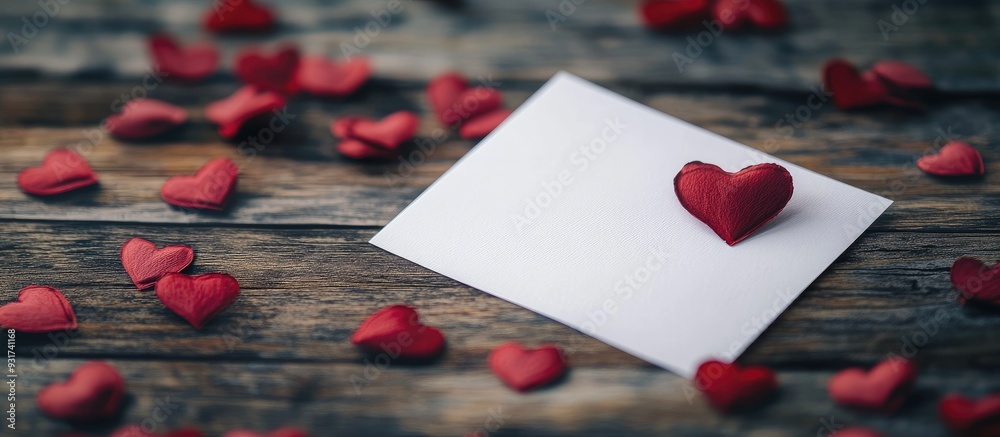 Aufkleber blank card on a wooden table background valentine s day messages and love declarations for a romanti