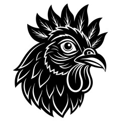chicken head black silhouette on white background