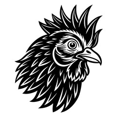 chicken head black silhouette on white background
