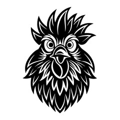 chicken head black silhouette on white background