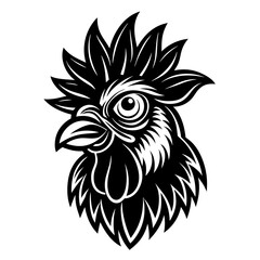 chicken head black silhouette on white background