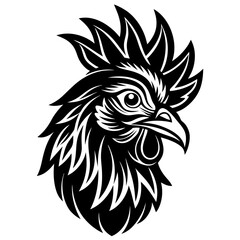 chicken head black silhouette on white background