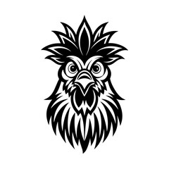 chicken head black silhouette on white background