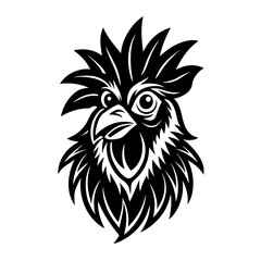 chicken head black silhouette on white background