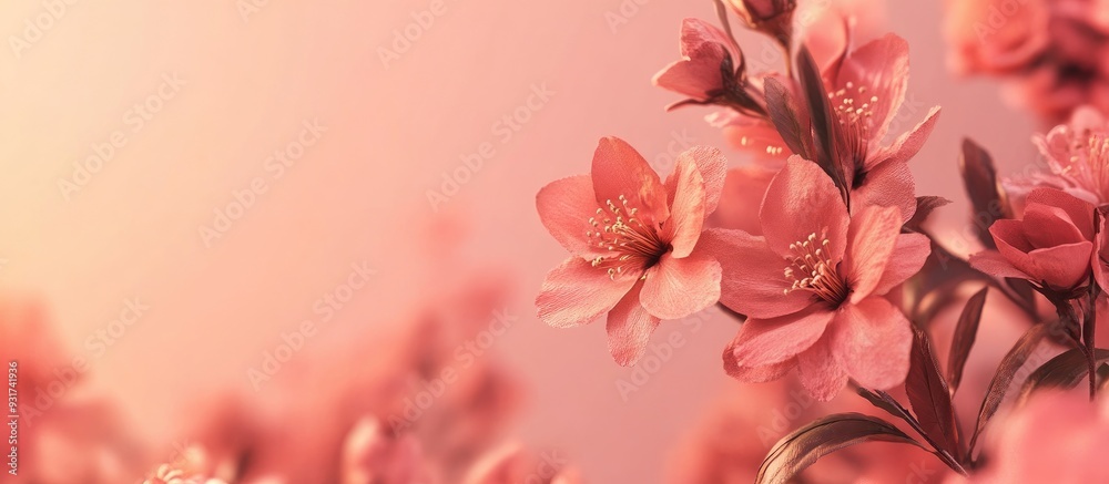 Aufkleber Peach flowers. with copy space image. Place for adding text or design