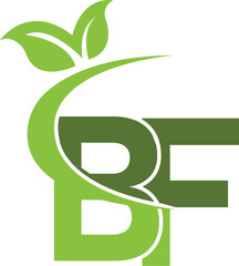 Green leaf BF FB logo design. Natural Leaf BF logo vectors. Letters BF FB logo design. Forest BF FB logo vectors. Organic Food logo vectors. Vegetable food logo design. BF FB F B C VD B HY J FK R logo