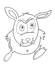 Fotobehang Cartoon Tekening Mean Crazy Bunny Coloring Page Vector Illustration Art  © Blue Foliage