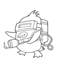 Fotobehang Cartoon Tekening Flame Thrower Penguin Coloring Page Vector Illustration Art  © Blue Foliage