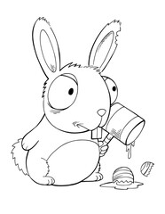 Wild Angry Evil Bunny Rabbit Vector Illustration Coloring Book Page Art
