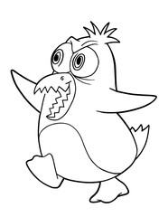 Evil Angry Penguin Vector Illustration Coloring Book Page Art