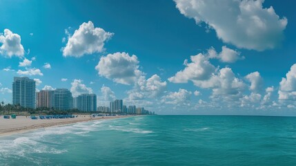 A panoramic view of Miami Beach, capturing the blend of natural beauty and urban life along the coast.