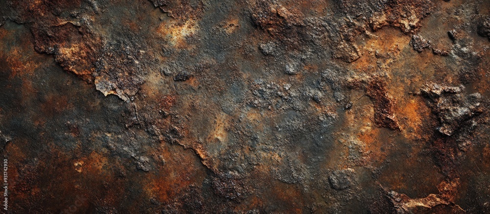Poster highly corroded metal plate. with copy space image. Place for adding text or design