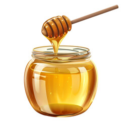 Sweet Honey Jar with Dipper Clipart Isolated on White Background