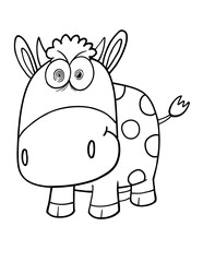 Evil mean Angry Wild Cow Vector Illustration Coloring Page Art