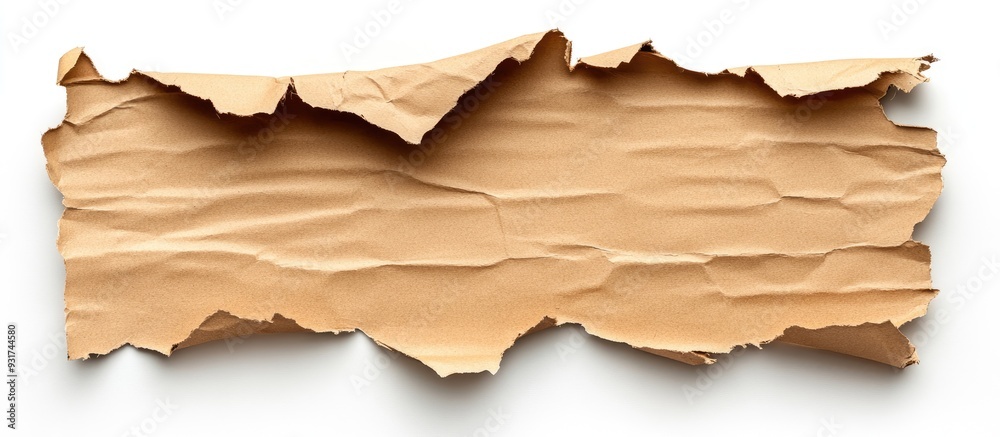 Fototapete Torn empty old grunge fragments of cardboard paper texture on a white background. with copy space image. Place for adding text or design